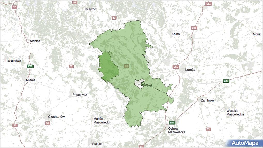 Gmina Baranowo, powiat ostrołęcki, województwo mazowieckie na mapie Targeo