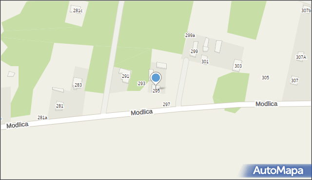 Modlica, Modlica, 295, mapa Modlica