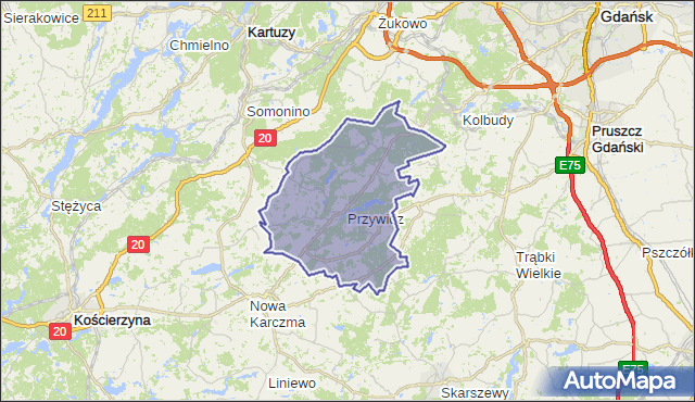 gmina Przywidz - powiat gdański na mapie Targeo