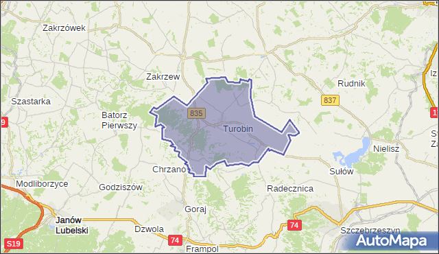 gmina Turobin - powiat biłgorajski na mapie Targeo