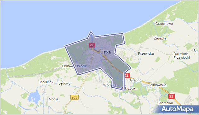 Gmina Ustka, powiat słupski, województwo pomorskie na mapie Targeo