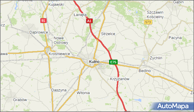 gmina Żychlin - powiat kutnowski na mapie Targeo