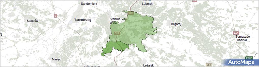 Gmina Jeżowe, powiat niżański, województwo podkarpackie na mapie Targeo