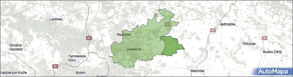 Gmina Żarnowiec, powiat zawierciański, województwo śląskie na mapie Targeo