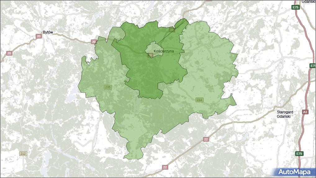 Gmina Kościerzyna, Powiat Kościerski, Województwo Pomorskie Na Mapie Targeo