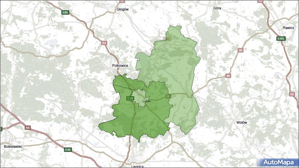 Gmina Lubin, powiat lubiński, województwo dolnośląskie na mapie Targeo