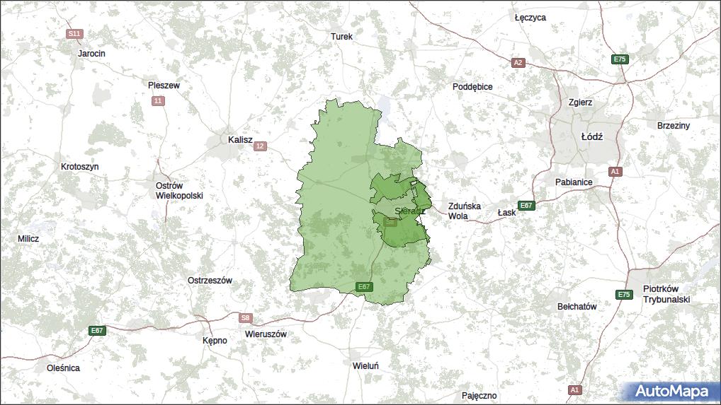 Gmina Sieradz, powiat sieradzki, województwo łódzkie na mapie Targeo