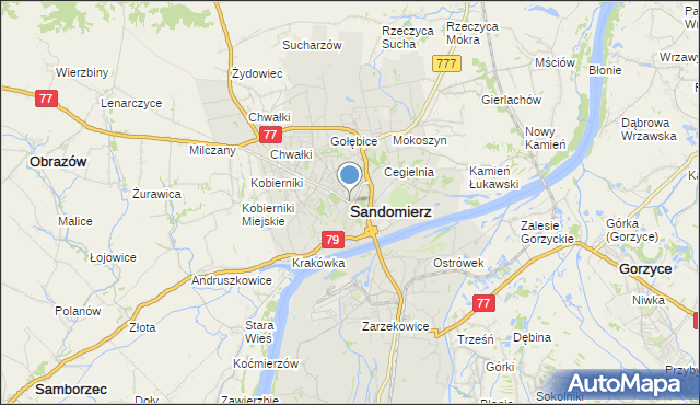 Mapa Sandomierza, Sandomierz na mapie Targeo