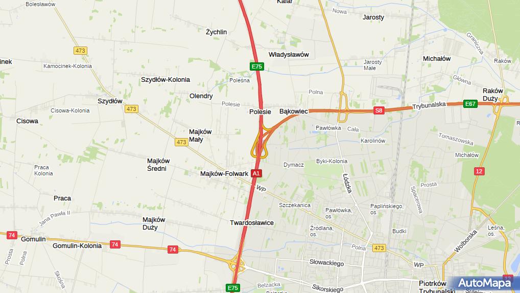 Węzeł Piotrków Trybunalski Zachód Kiedy Otwarcie Piotrków Trybunalski Zachód, A1 x S8, Piotrków Trybunalski - Węzeł drogowy