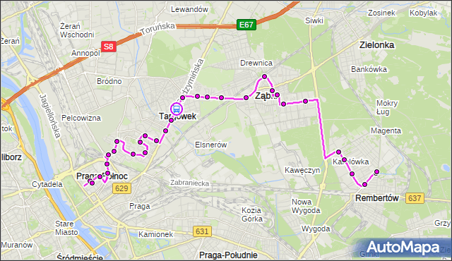Rozkład jazdy autobusu 199 na przystanku TUŻYCKA 01. ZTM Warszawa na mapie Targeo